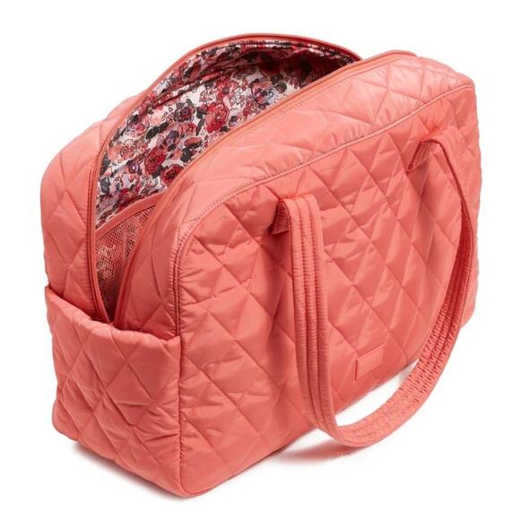 Vera Bradley NWT Quilted Medium Travel Bag trolley sleeve Blush Sienna - Picture 3 of 17